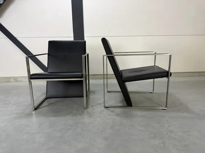 Arco Spine fauteuil, zwart leer & staal
